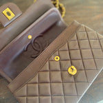 CHANEL Handbag Vintage Brown Lambskin Quilted Classic Flap Small Gold Hardware - Redeluxe