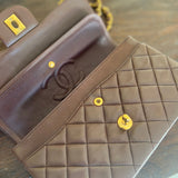 CHANEL Handbag Vintage Brown Lambskin Quilted Classic Flap Small Gold Hardware - Redeluxe