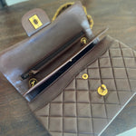 CHANEL Handbag Vintage Brown Lambskin Quilted Classic Flap Small Gold Hardware - Redeluxe