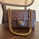 CHANEL Handbag Vintage Brown Lambskin Quilted Classic Flap Small Gold Hardware - Redeluxe