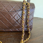 CHANEL Handbag Vintage Brown Lambskin Quilted Classic Flap Small Gold Hardware - Redeluxe