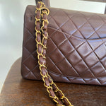 CHANEL Handbag Vintage Brown Lambskin Quilted Classic Flap Small Gold Hardware - Redeluxe