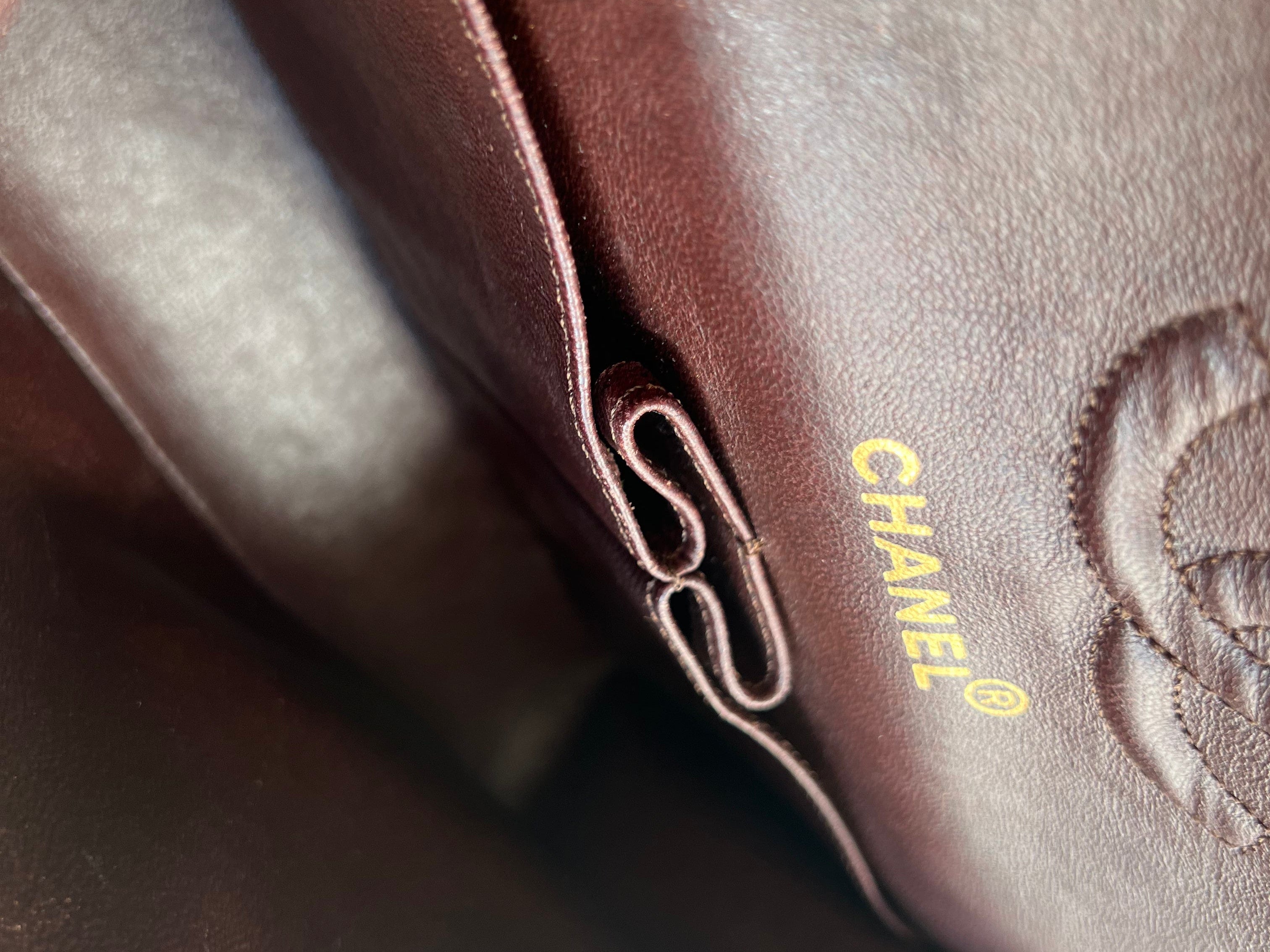 CHANEL Handbag Vintage Brown Lambskin Quilted Classic Flap Small Gold Hardware - Redeluxe