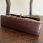 CHANEL Handbag Vintage Brown Lambskin Quilted Classic Flap Small Gold Hardware - Redeluxe
