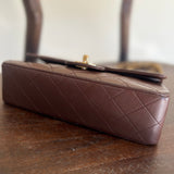 CHANEL Handbag Vintage Brown Lambskin Quilted Classic Flap Small Gold Hardware - Redeluxe