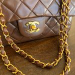 CHANEL Handbag Vintage Brown Lambskin Quilted Classic Flap Small Gold Hardware - Redeluxe