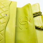 CHANEL Handbag Vintage Neon Green Lambskin Quilted Classic Flap Medium - Redeluxe