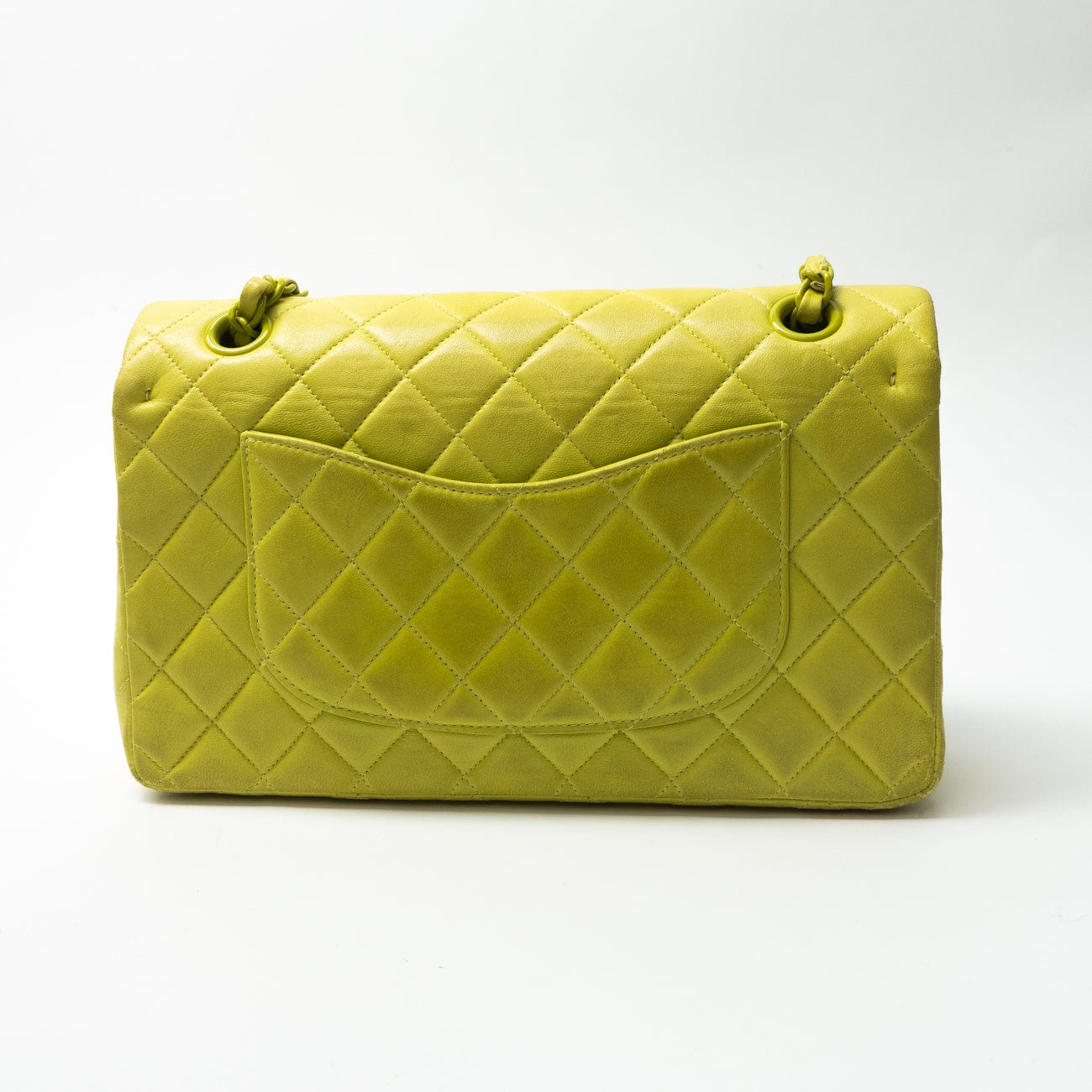 CHANEL Handbag Vintage Neon Green Lambskin Quilted Classic Flap Medium - Redeluxe