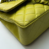 CHANEL Handbag Vintage Neon Green Lambskin Quilted Classic Flap Medium - Redeluxe