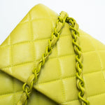 CHANEL Handbag Vintage Neon Green Lambskin Quilted Classic Flap Medium - Redeluxe