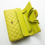 CHANEL Handbag Vintage Neon Green Lambskin Quilted Classic Flap Medium - Redeluxe