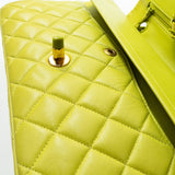 CHANEL Handbag Vintage Neon Green Lambskin Quilted Classic Flap Medium - Redeluxe