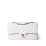 CHANEL Handbag White 20S White Caviar Quilted Classic Flap Medium Light Gold Hardware - Redeluxe