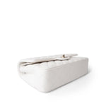 CHANEL Handbag White 20S White Caviar Quilted Classic Flap Medium Light Gold Hardware - Redeluxe
