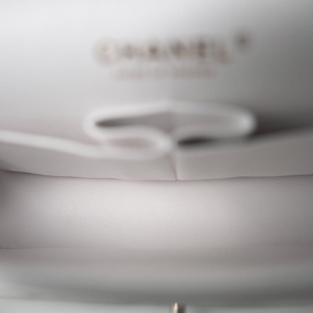 CHANEL Handbag White 20S White Caviar Quilted Classic Flap Medium Light Gold Hardware - Redeluxe