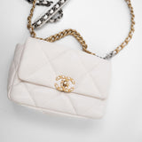 CHANEL Handbag White 21p White 19 Lambskin Quilted 19 Flap Small - Redeluxe