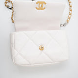 CHANEL Handbag White 21p White 19 Lambskin Quilted 19 Flap Small - Redeluxe