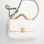 CHANEL Handbag White 21p White 19 Lambskin Quilted 19 Flap Small - Redeluxe