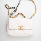CHANEL Handbag White 21p White 19 Lambskin Quilted 19 Flap Small - Redeluxe