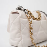 CHANEL Handbag White 21p White 19 Lambskin Quilted 19 Flap Small - Redeluxe