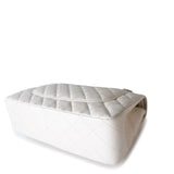 CHANEL Handbag White 21S Jumbo White Caviar Quilted Classic Flap Light Gold Hardware - Redeluxe