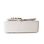 CHANEL Handbag White 21S Jumbo White Caviar Quilted Classic Flap Light Gold Hardware - Redeluxe