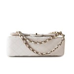 CHANEL Handbag White 21S Jumbo White Caviar Quilted Classic Flap Light Gold Hardware - Redeluxe