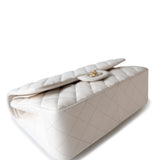 CHANEL Handbag White 21S Jumbo White Caviar Quilted Classic Flap Light Gold Hardware - Redeluxe