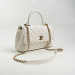 CHANEL Handbag White Caviar Quilted Small Coco Handle - Redeluxe