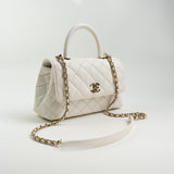 CHANEL Handbag White Caviar Quilted Small Coco Handle - Redeluxe