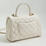 CHANEL Handbag White Caviar Quilted Small Coco Handle - Redeluxe