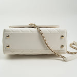 CHANEL Handbag White Caviar Quilted Small Coco Handle - Redeluxe