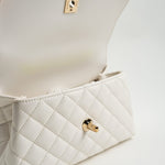 CHANEL Handbag White Caviar Quilted Small Coco Handle - Redeluxe