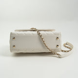 CHANEL Handbag White Caviar Quilted Small Coco Handle - Redeluxe