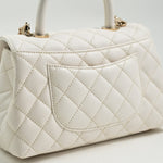 CHANEL Handbag White Caviar Quilted Small Coco Handle - Redeluxe