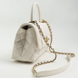 CHANEL Handbag White Caviar Quilted Small Coco Handle - Redeluxe