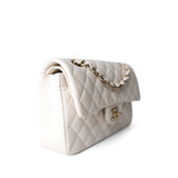 CHANEL Handbag White / Classic flap 21S White Caviar Quilted Classic Flap Small Light Gold Hardware - Redeluxe