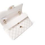 CHANEL Handbag White / Classic flap 21S White Caviar Quilted Classic Flap Small Light Gold Hardware - Redeluxe