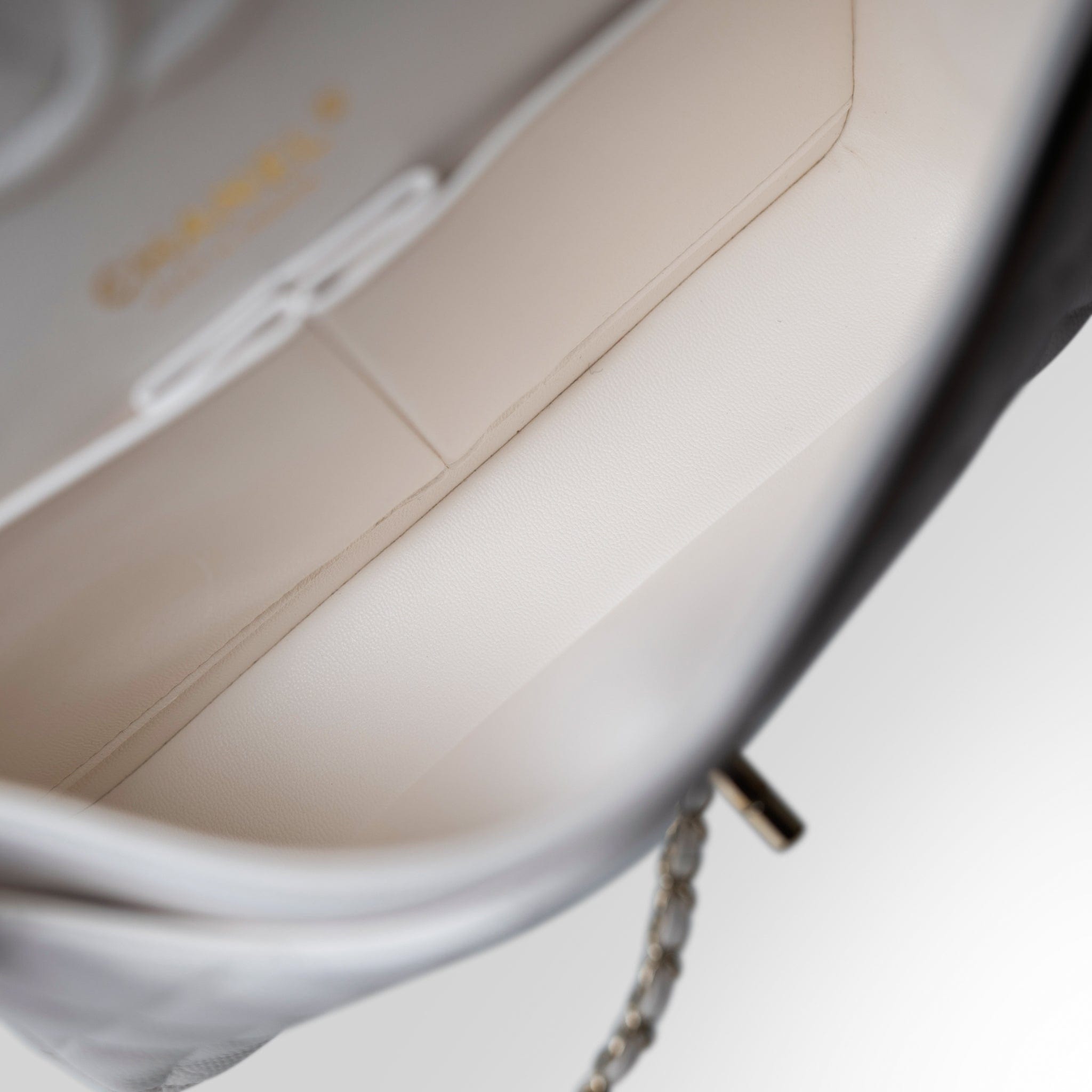 CHANEL Handbag White / Classic flap 21S White Caviar Quilted Classic Flap Small Light Gold Hardware - Redeluxe