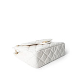 CHANEL Handbag White White Shiny Crumpled Calfskin Hobo Bag Small Aged Gold Hardware - Redeluxe