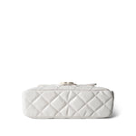 CHANEL Handbag White White Shiny Crumpled Calfskin Hobo Bag Small Aged Gold Hardware - Redeluxe