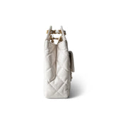 CHANEL Handbag White White Shiny Crumpled Calfskin Hobo Bag Small Aged Gold Hardware - Redeluxe