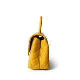 CHANEL Handbag Yellow 22A Yellow Caviar Quilted Coco Handle Small (Old Mini) Light Gold Hardware - Redeluxe