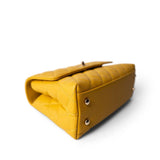 CHANEL Handbag Yellow 22A Yellow Caviar Quilted Coco Handle Small (Old Mini) Light Gold Hardware - Redeluxe