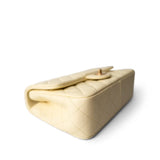 CHANEL Handbag Yellow 23S Light Yellow Lambskin Quilted Sweet Camelia Medium Single Flap Aged Gold Hardware - Redeluxe