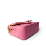 CHANEL Pink 21P Pink Lambskin Quilted Mini Rectangular Flap Rainbow Hardware - Redeluxe