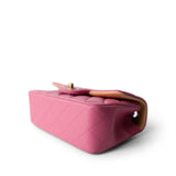 CHANEL Pink 21P Pink Lambskin Quilted Mini Rectangular Flap Rainbow Hardware - Redeluxe