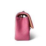 CHANEL Pink 21P Pink Lambskin Quilted Mini Rectangular Flap Rainbow Hardware - Redeluxe