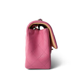 CHANEL Pink 21P Pink Lambskin Quilted Mini Rectangular Flap Rainbow Hardware - Redeluxe