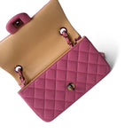 CHANEL Pink 21P Pink Lambskin Quilted Mini Rectangular Flap Rainbow Hardware - Redeluxe
